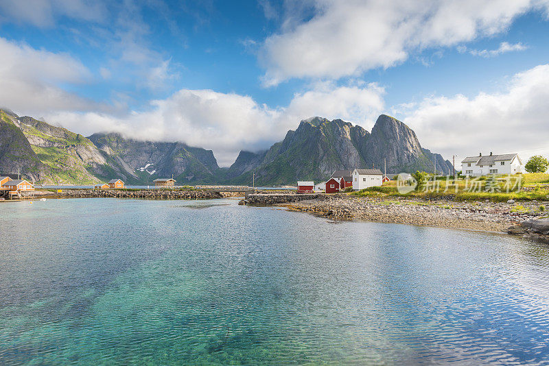 挪威/挪威罗浮敦群岛全景，日落美景